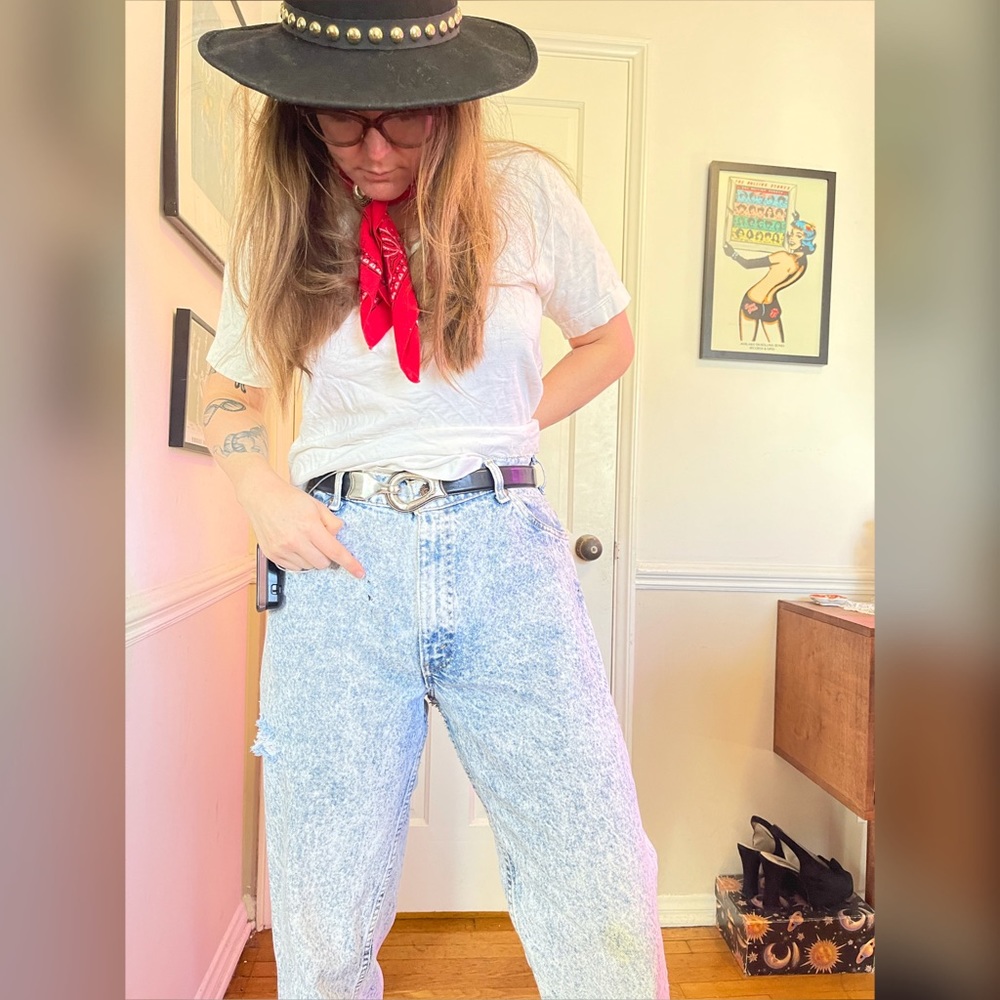 80-90s Vintage Orange Tab Acid Wash Levi’s 575 100% Cotton Jeans - Picture 3 of 14